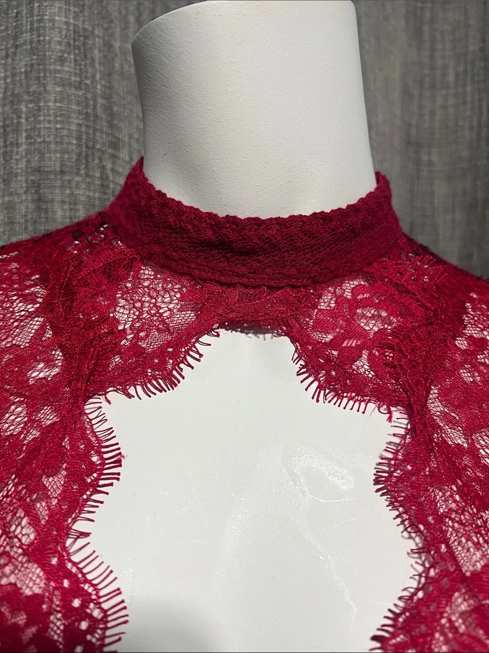 Free People Tell Tale Cut Out Lace Tunic Red XS NWOT